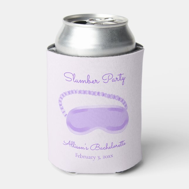 Porta-lata Máscara de dormir roxa para despedida de solteira (Can Front)