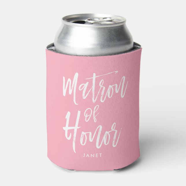 Porta-lata Matéria de Honra | Estilo de Script Casamento Pink (Can Front)