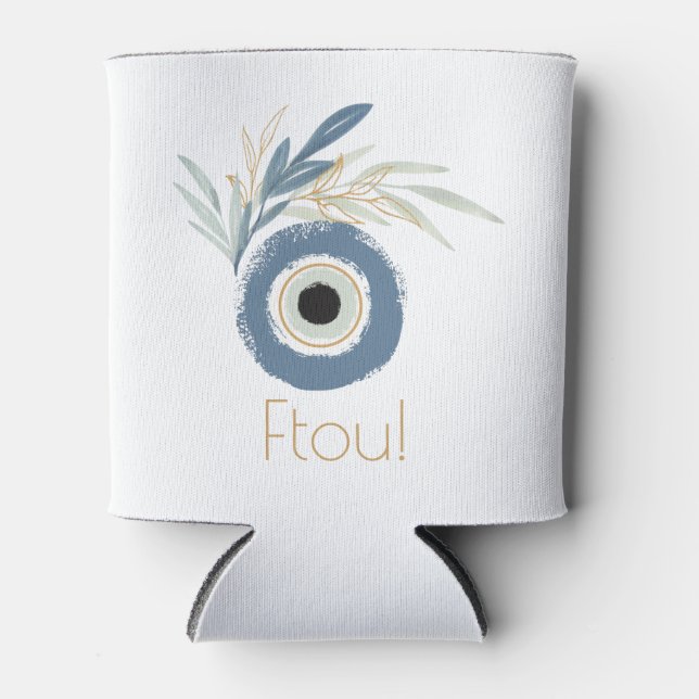 Porta-lata Mau azul com folhas (Frente)