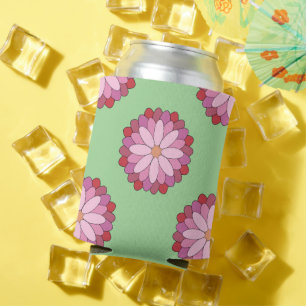 Porta-lata Medalhão Verde-Asiático Pastel Rosa Floral