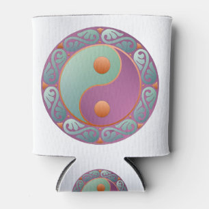 Porta-lata Medalhão Yin Yang Violeta Turquesa
