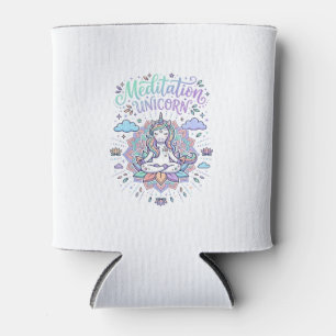 Porta-lata Meditação de Unicórnio Unicórnio Fundo Branco Veto