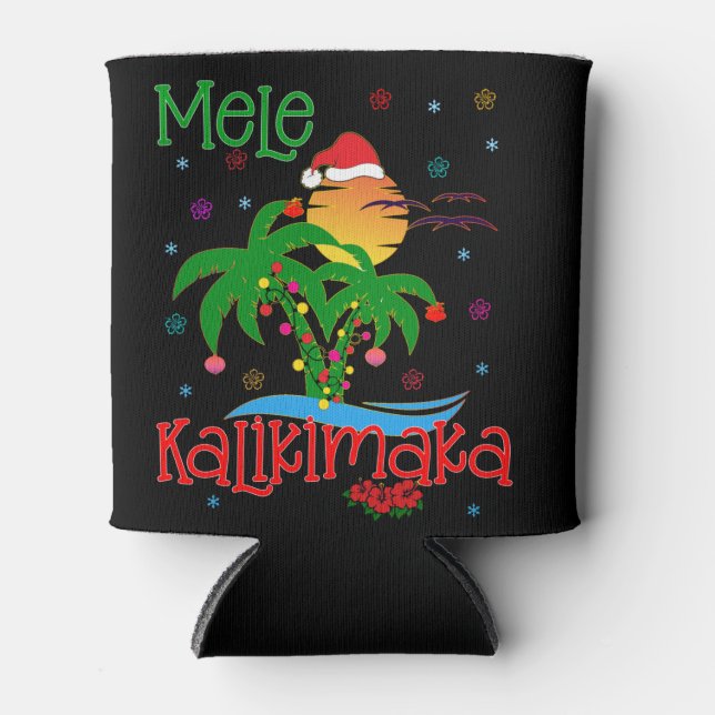 Porta-lata Mele Kalikimaka Havaiano Feliz Natal Aloha (Frente)
