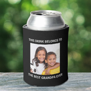 Porta-lata Melhor Avô Nunca Personalizado Foto Preto