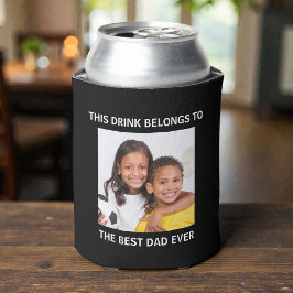 Porta-lata Melhor Pai de Todos Foto Personalizada Preto