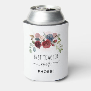 Porta-lata Melhor Professora Nome Personalizado Floral