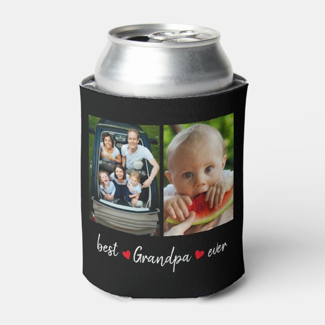 Porta-lata Melhor Vovô Negra De Foto Personalizada (Can Front)