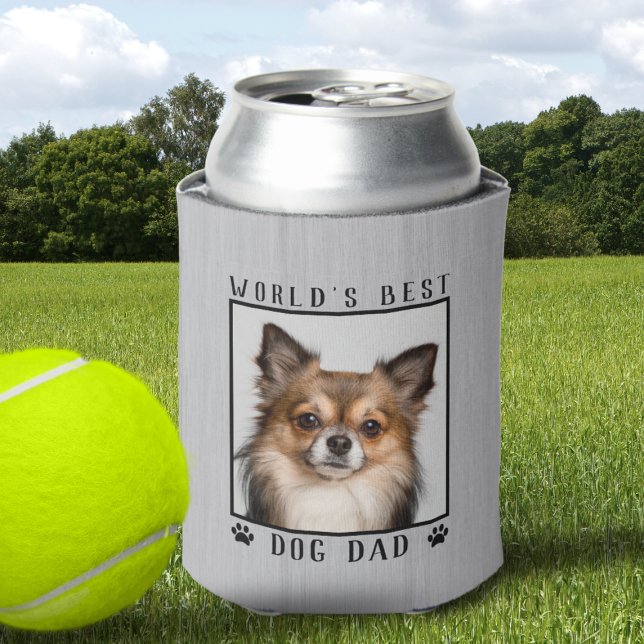 Porta-lata Melhores Impressões de Patas de Pai de Cachorro do (World's Best Dog Dad Paw Prints Pet Photo Rustic Can Cooler)