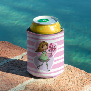 Porta-lata Menina Com Flores