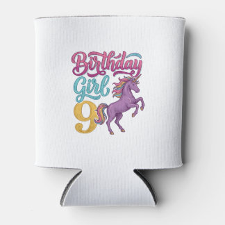 Porta-lata Menina de Aniversário Unicórnio Design de Gravura 