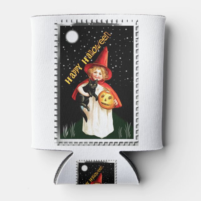 Porta-lata Menina Nostálgica, Jack-o’-lantern e Gato (Frente)