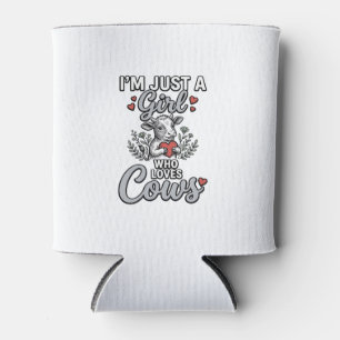 Porta-lata Menina Que Ama Vacas Desenho de Camisa de Vaca Fof