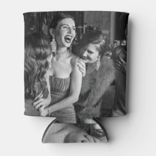 Porta-lata Meninas que estão rindo: foto na moda preto-branco