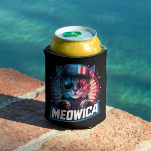 Porta-lata Meowica 4 de Julho Gato Bandeira Americana América