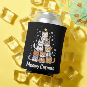 Porta-lata Meowy Catmas Gato Árvore de Natal Natal Papai Noel