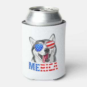 Porta-lata Merica Siberian Husky Dog American Bandeira 4 de j