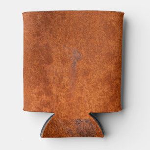 Porta-lata Metais maleados: textura vermelha alaranjada.