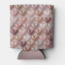 Metallic Pearlized Rose Gold Hearts Insulated Can 