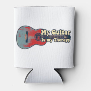 Porta-lata Meu violão é minha terapia. Vintage vermelho e azu