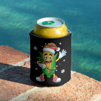 Porta-lata Milho de Natal Santa Chapéu Luzes de Natal Neve