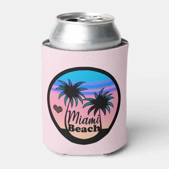 Porta-lata Minami Beach Blue e Pink Palm Trees (Can Front)
