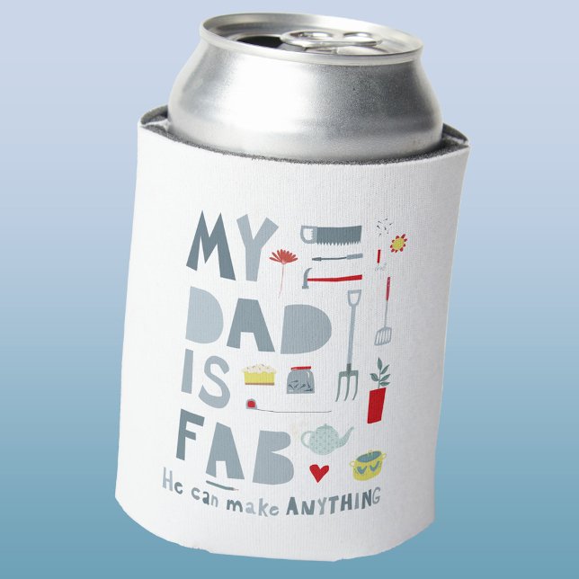 Porta-lata Minha Pai é Fab (My Dad is Fab fun hand lettered can cooler, perfect for Fathers Day)