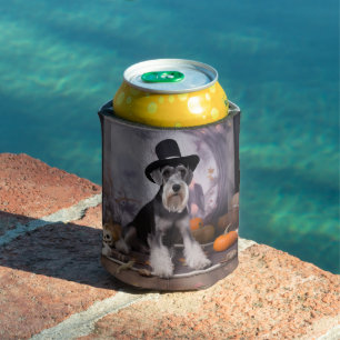 Porta-lata Miniature Schnauzer Abóboras Halloween Assustador 