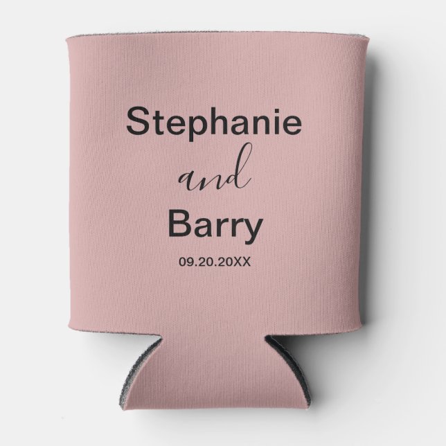 Porta-lata Minimalist Dusty Pink Custom Wedding (Frente)