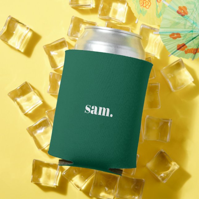 Porta-lata Minimalista texto personalizado negrito verde (Verão in situ)