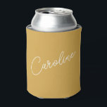 Porta-lata Mínimo - Moderno Nome da Caligrafia Chic Amarelo<br><div class="desc">Mínima Moderna Caligrafia Moderna Pode Resfriar no Amarelo Dusty</div>