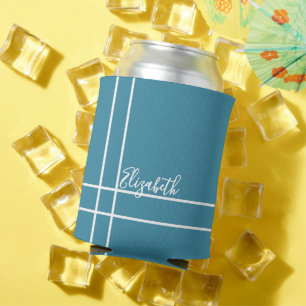 Porta-lata Moças de nome personalizado minimalista azul-ocean