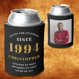 Porta-lata Modelo de Foto Dourada Preta do aniversário de 30 