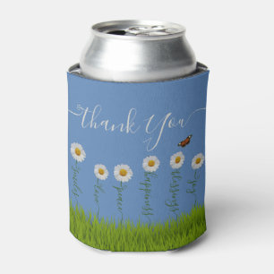 Porta-lata Modern Blue Daisy Floral Obrigado Tipografia
