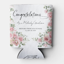 Porta-lata Modern Pink Roses Congratulations Graduation