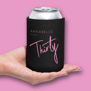 Porta-lata Moderno 30º trigésimo aniversário preto rosa