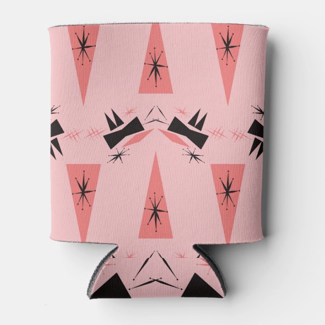 Porta-lata Moderno do século médio: Padrão Coral Rosa. (Frente)