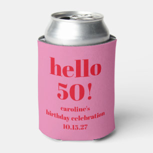 Porta-lata Moderno Ousado Rosa Vibrante Vermelho Aniversário