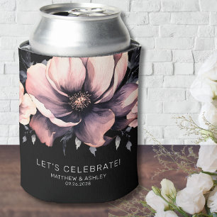 Porta-lata Moderno Rosa Bege Floral Elegante Casamento