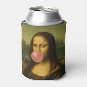 Porta-lata Mona Lisa Piscando Goma-Bolha Rosa