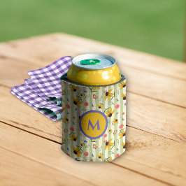 Porta-lata Monogram Coneflower Butterfly Floral Patterned
