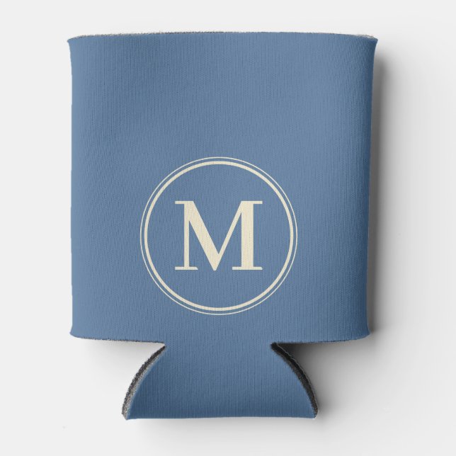 Porta-lata Monograma Azul Capri Sólido (Frente)