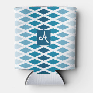 Porta-lata Monograma azul de Ombre do diamante