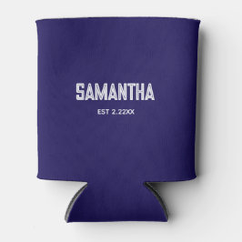 Porta-lata Monograma azul e branco com nome Garrafa térmica