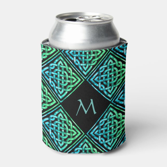 Porta-lata Monograma Celtic Knot Blue Can Cooler (Can Front)