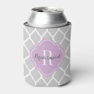 Porta-lata Monograma cinzento e roxo de Quatrefoil do