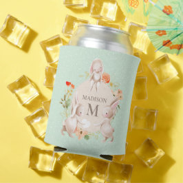 Porta-lata Monograma Coelho Coelho Páscoa Floral Personalizad