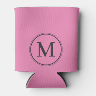 Porta-lata Monograma Cor Rosa e Preta Sólida