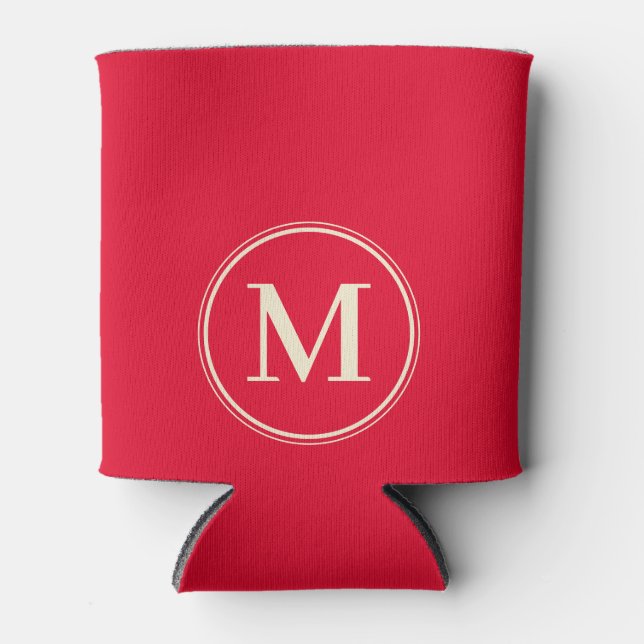 Porta-lata Monograma Cor Rosa Escolha Cerejeira Sólida (Frente)