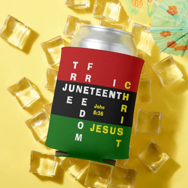 Porta-lata Monograma Cristão JUNETEENTH Isopor para Lata (Verão in situ)