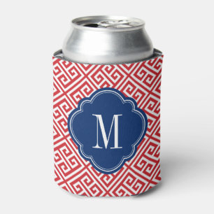 Porta-lata Monograma da Chave Grega Vermelha e Azul